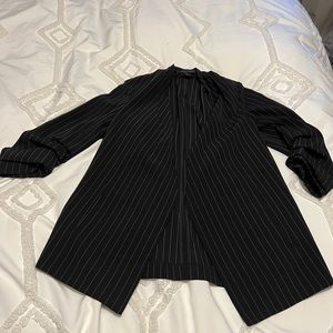 Black pinstripe open blazer